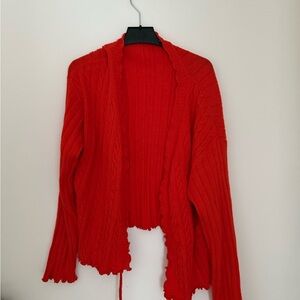 Vibrant Red Women's Cardigan Sweater